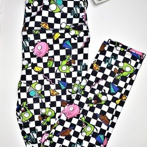 Hot Topic Invader Zim GIR & Snacks Checkered Leggings